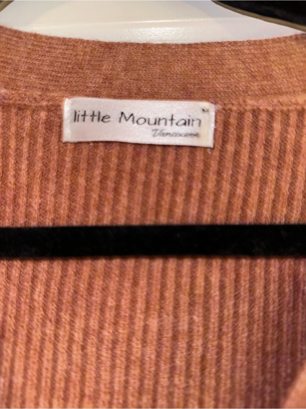 The Mountain Ribbed V-Neck Button Cardigan - Rust - Picture 2 of 2